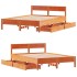 Cama sin colchón madera maciza de pino marrón cera 140x190