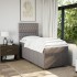 Cama box spring con colchón tela gris taupe 90x190