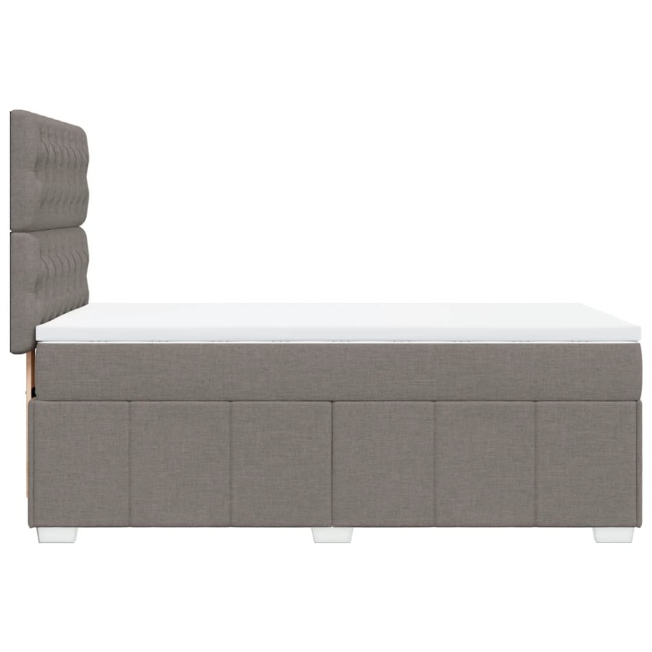 Cama box spring con colchón tela gris taupe 90x190