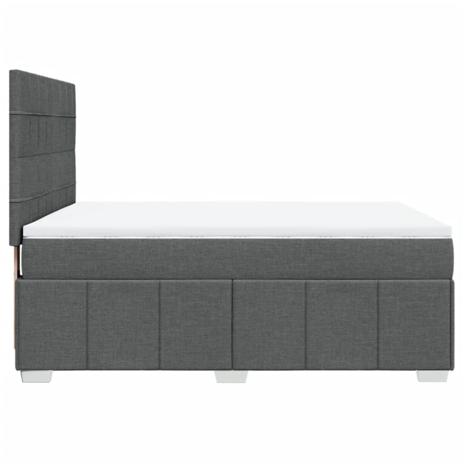 Cama box spring con colchón tela gris oscuro 140x190