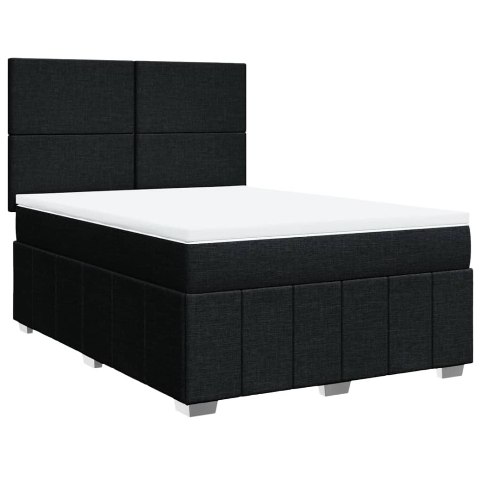 Cama box spring con colchón tela negro 140x190