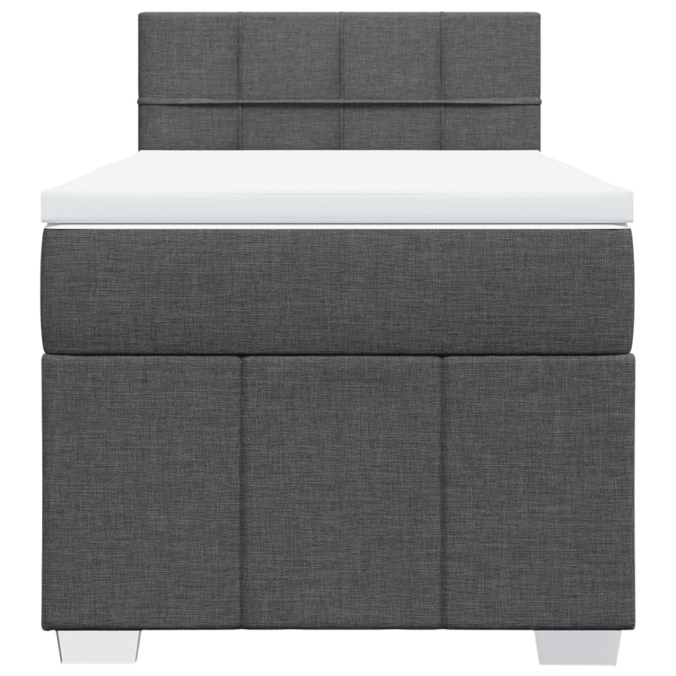 Cama box spring con colchón tela gris oscuro 100x200