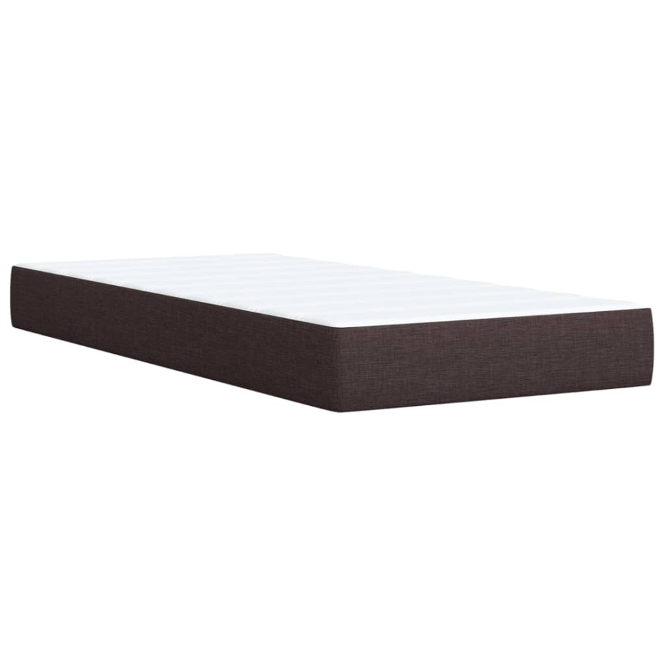Cama box spring con colchón tela marrón oscuro 100x200