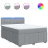 Cama box spring con colchón tela gris claro 140x200