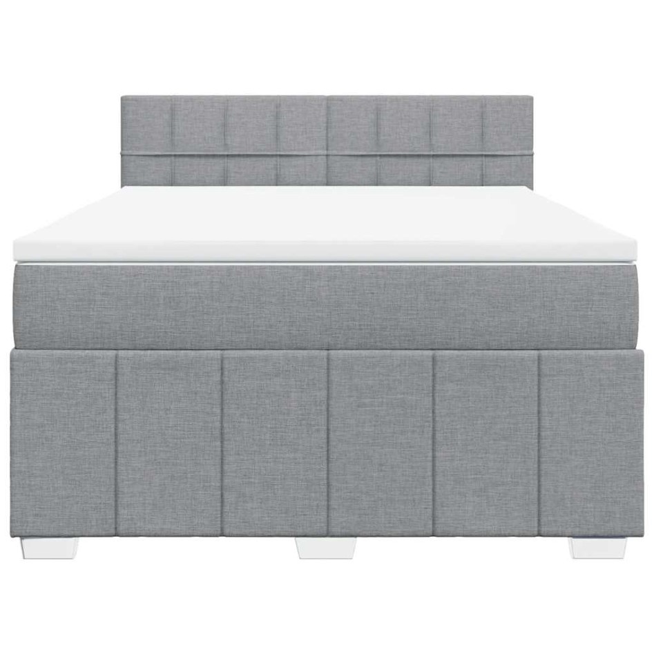 Cama box spring con colchón tela gris claro 140x200