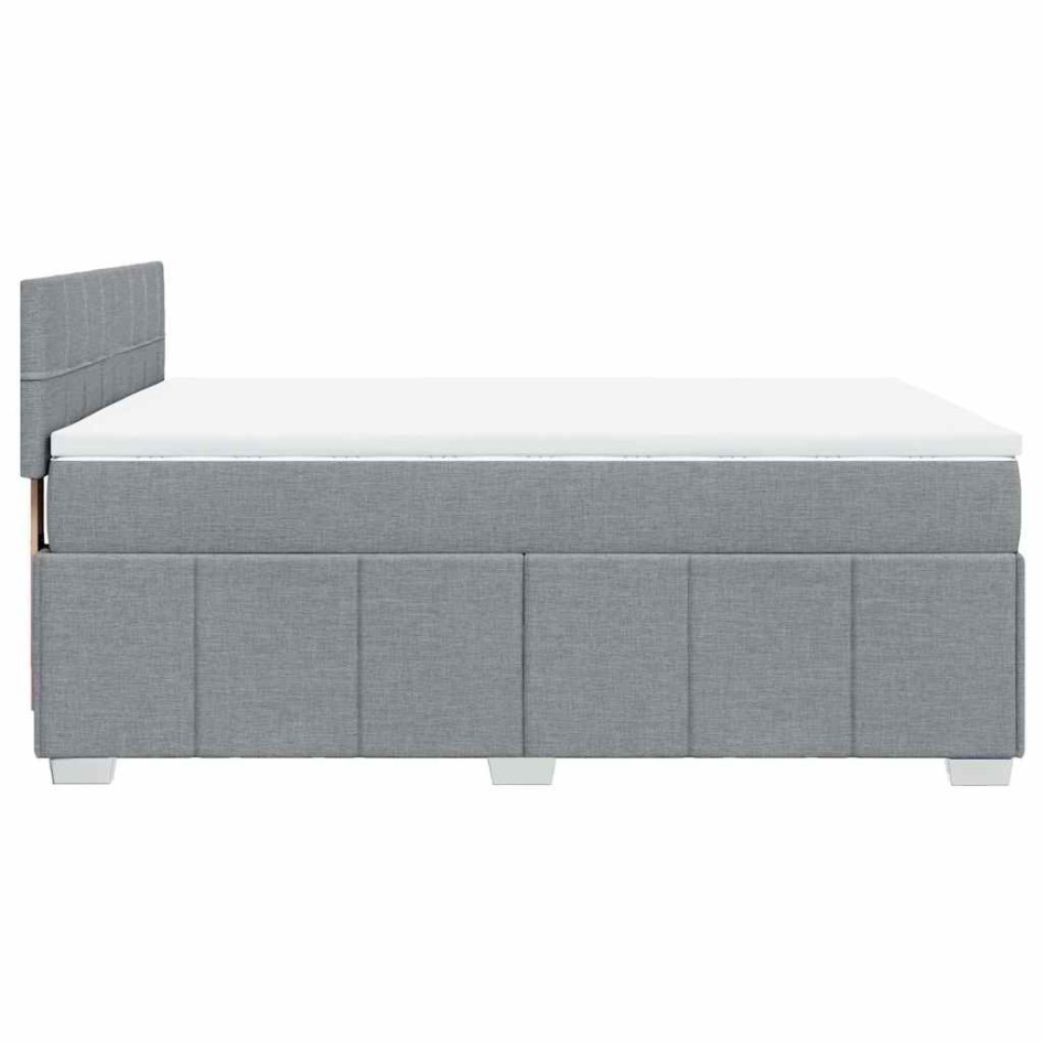 Cama box spring con colchón tela gris claro 140x200
