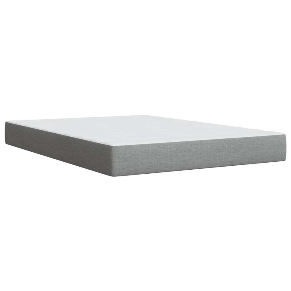 Cama box spring con colchón tela gris claro 140x200