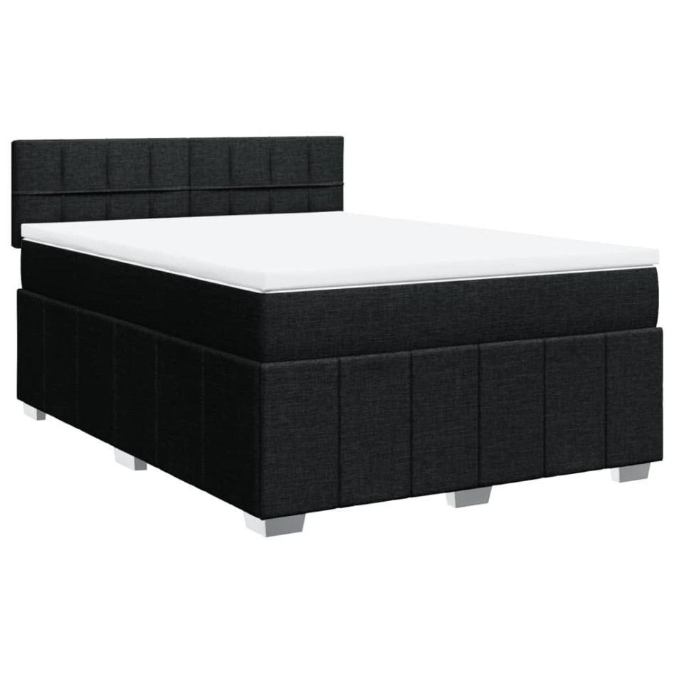 Cama box spring con colchón tela negro 140x200