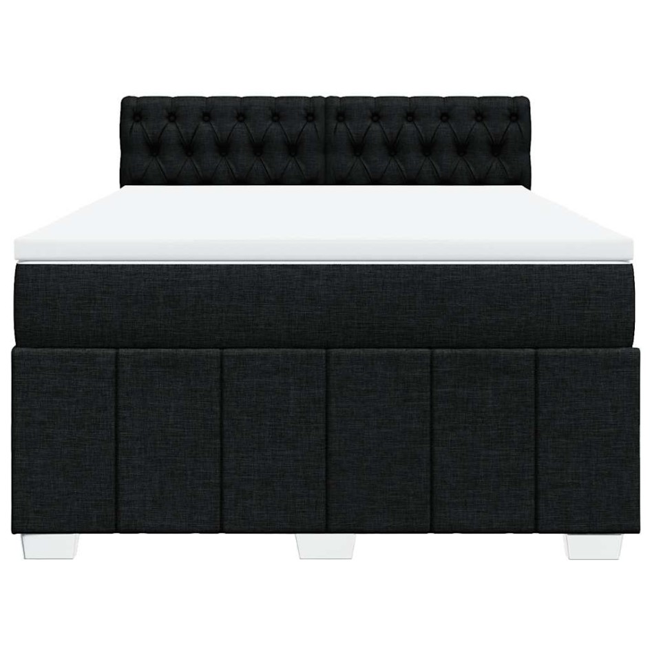 Cama box spring con colchón tela negro 140x190