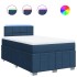 Cama box spring con colchón tela azul 120x190