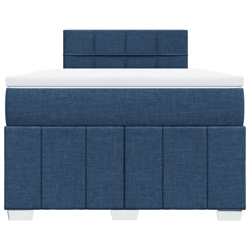 Cama box spring con colchón tela azul 120x190