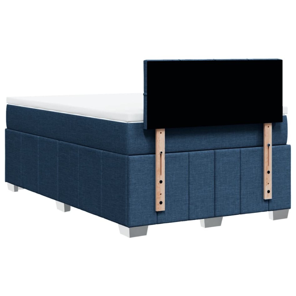 Cama box spring con colchón tela azul 120x190