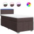 Cama box spring con colchón tela marrón oscuro 100x200
