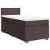 Cama box spring con colchón tela marrón oscuro 100x200