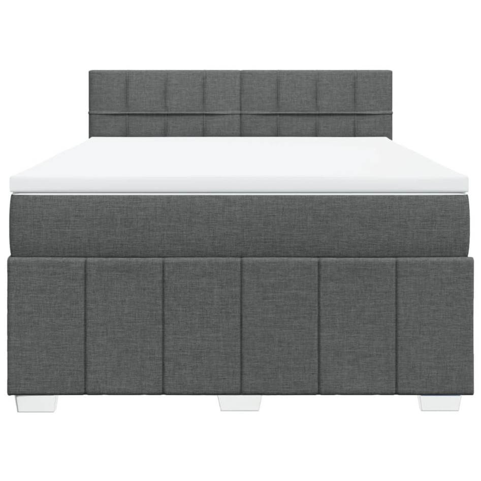 Cama box spring con colchón tela gris oscuro 140x190