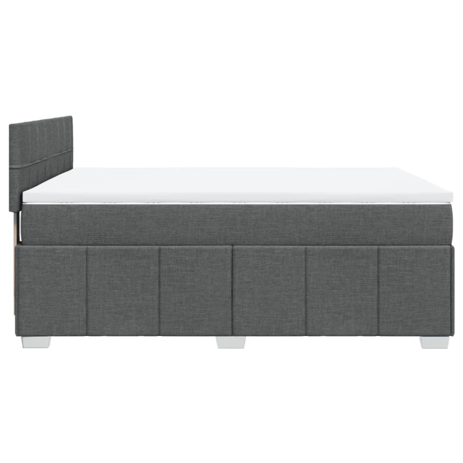Cama box spring con colchón tela gris oscuro 140x190