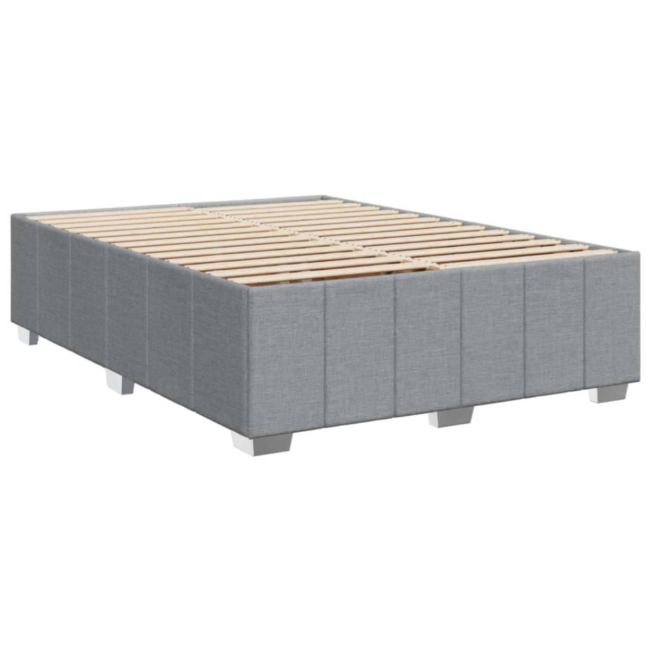 Cama box spring con colchón tela gris claro 140x190