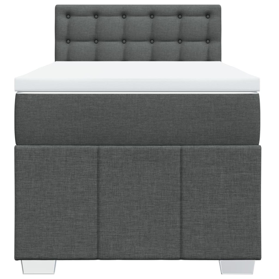 Cama box spring con colchón tela gris oscuro 100x200