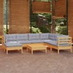 Juego de muebles de jardín 8 pzas y cojines madera maciza pino