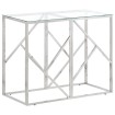 Mesa consola acero inoxidable plateado y vidrio templado