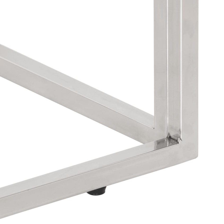 Mesa consola acero inoxidable plateado y vidrio