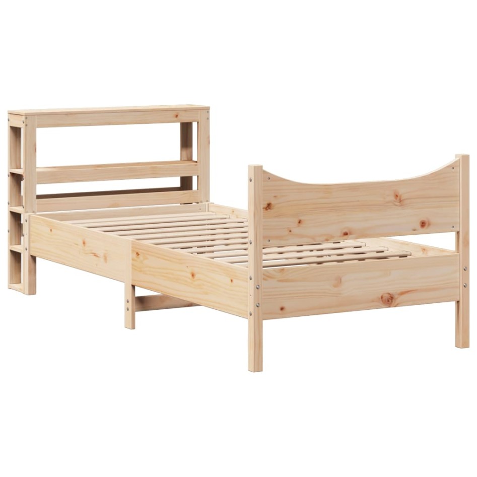 Estructura de cama con cabecero madera maciza pino 75x190