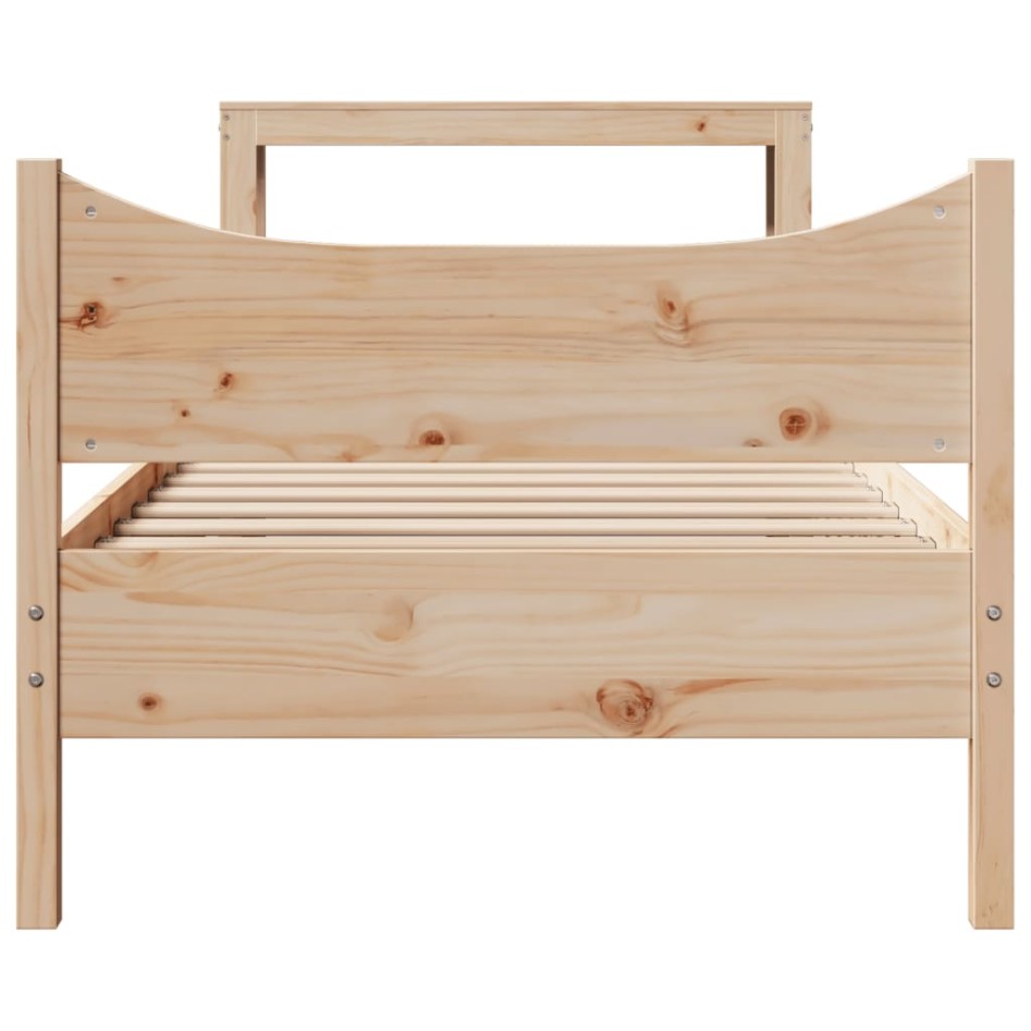 Estructura de cama con cabecero madera maciza pino 75x190