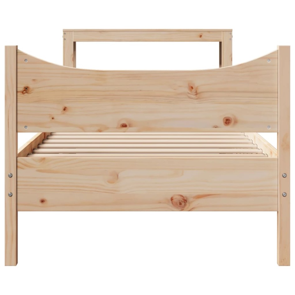 Estructura de cama con cabecero madera maciza de pino 90x200