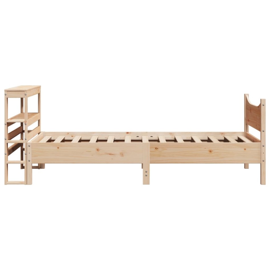 Estructura de cama con cabecero madera maciza de pino 90x200