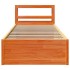 Estructura cama con cabecero madera pino marrón cera 90x190