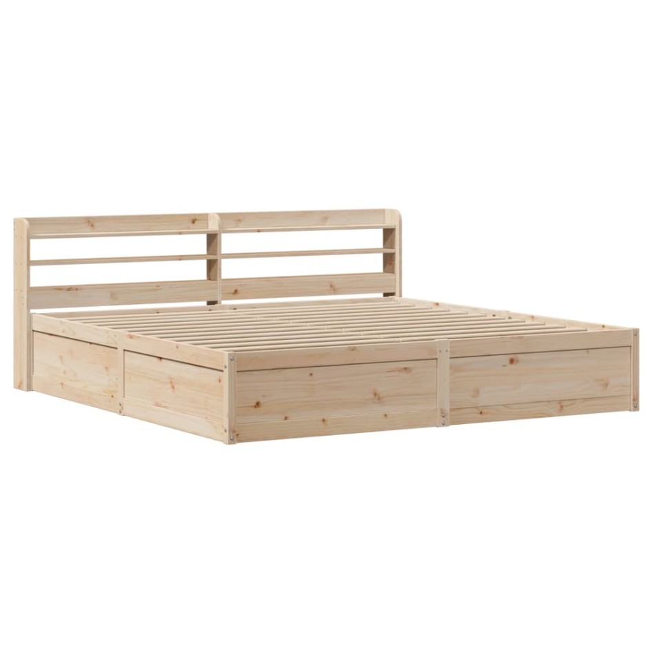 Estructura de cama con cabecero madera maciza de pino