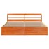 Estructura cama con cabecero madera pino marrón cera 200x200