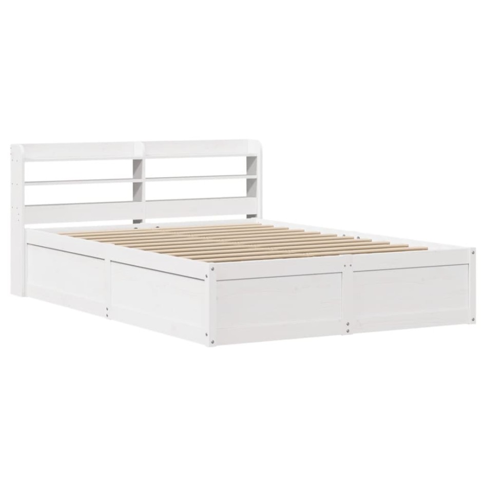 Estructura de cama con cabecero madera pino blanco 135x190