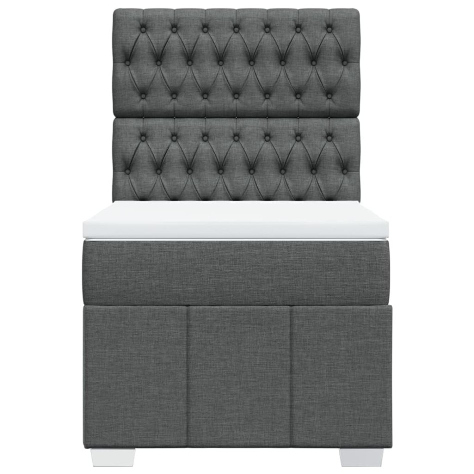 Cama box spring con colchón tela gris oscuro 80x200