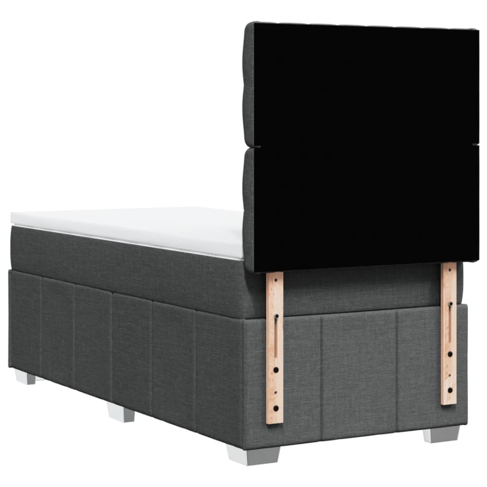 Cama box spring con colchón tela gris oscuro 80x200