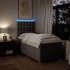Cama box spring con colchón tela gris taupe 90x190