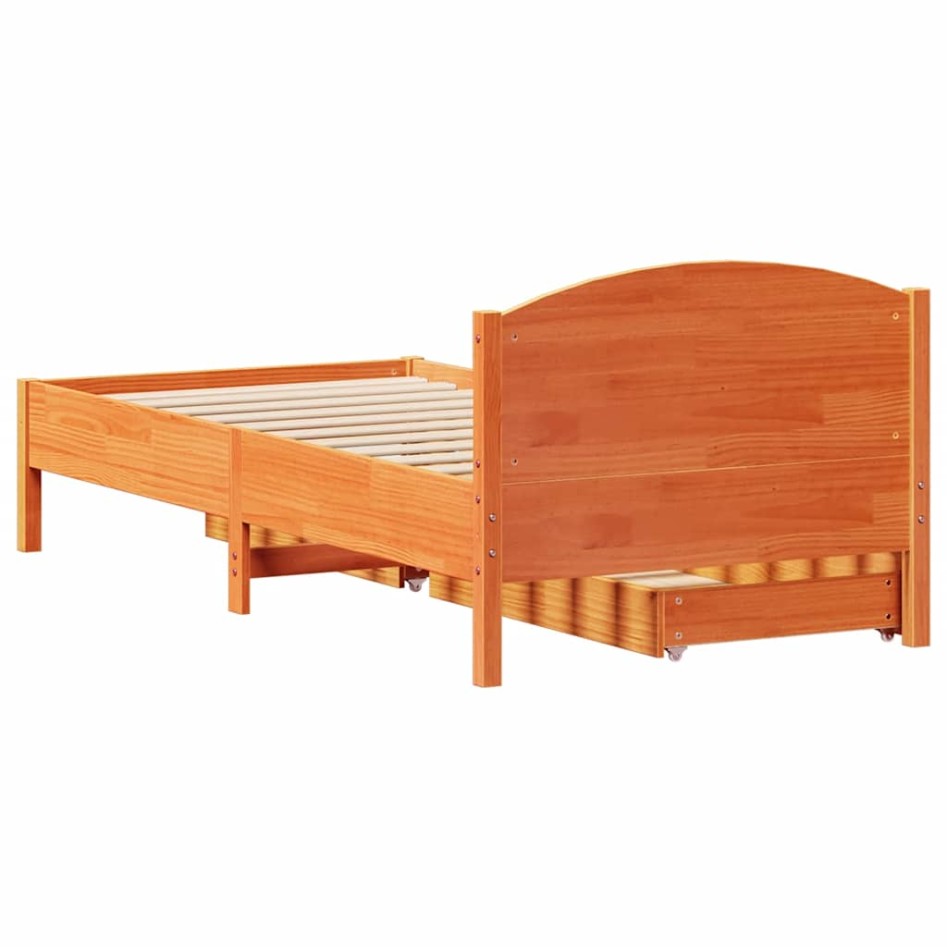Estructura de cama sin colchón madera maciza marrón 90x190