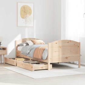 Estructura de cama sin colchón madera maciza pino 75x190