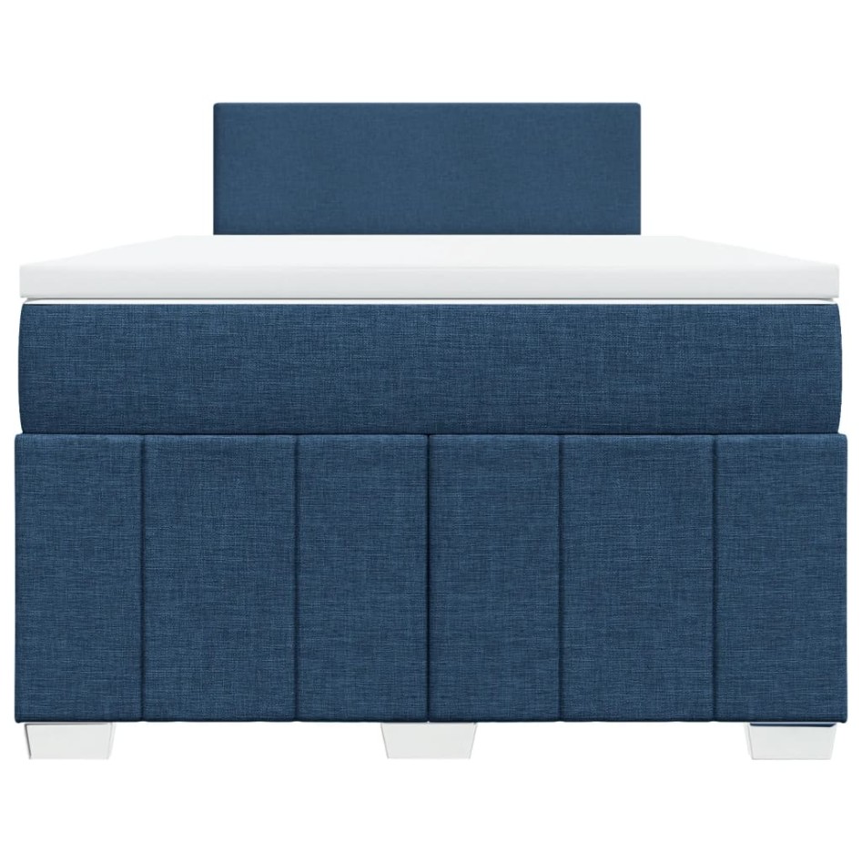Cama box spring con colchón tela azul 120x190