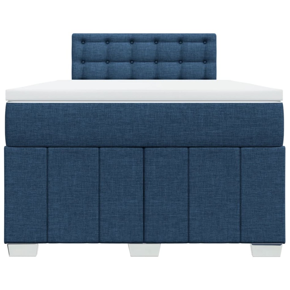 Cama box spring con colchón tela azul 120x190