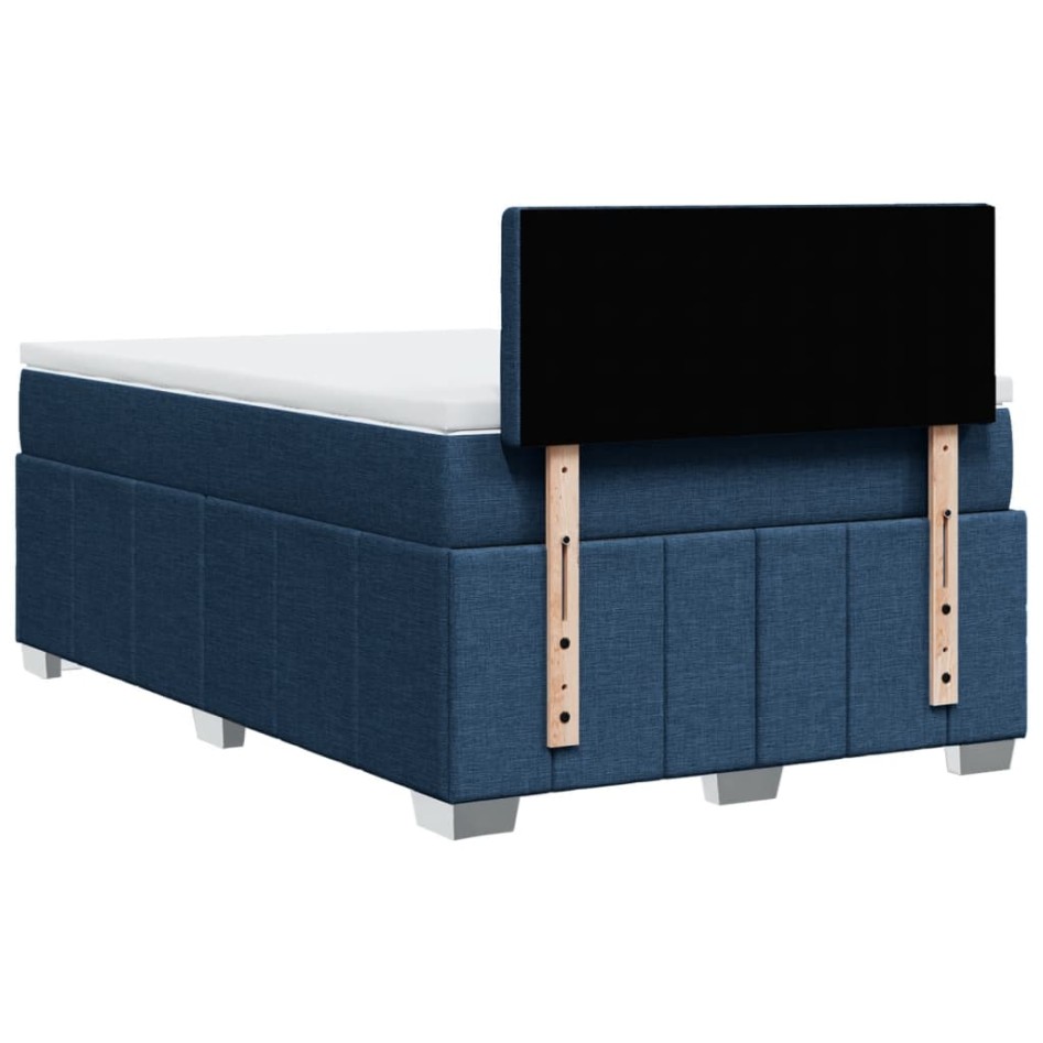 Cama box spring con colchón tela azul 120x190