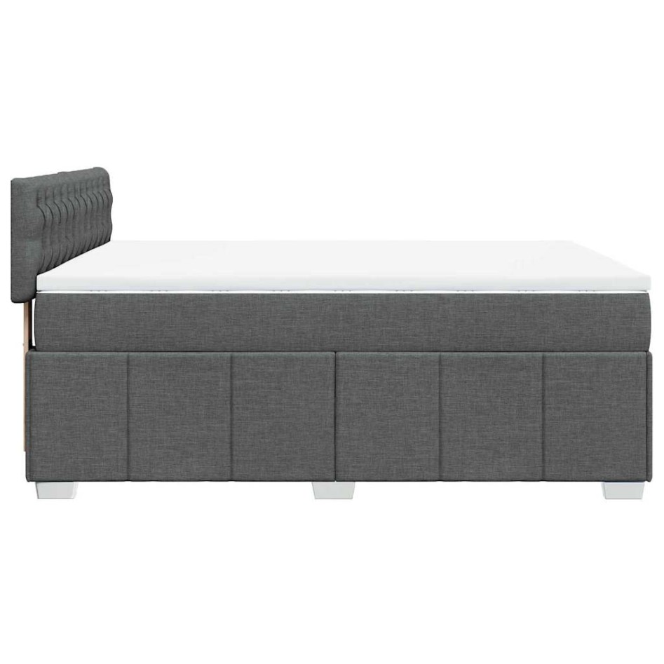Cama box spring con colchón tela gris oscuro 140x200