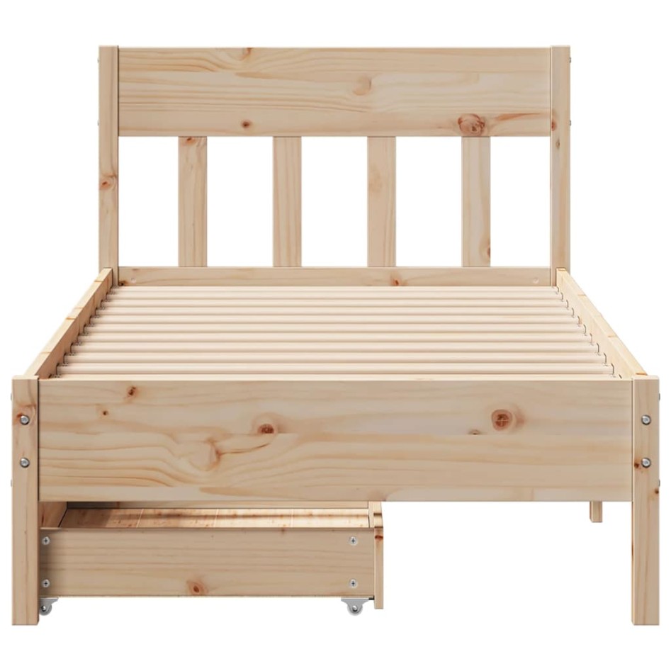 Estructura de cama sin colchón madera maciza pino 75x190