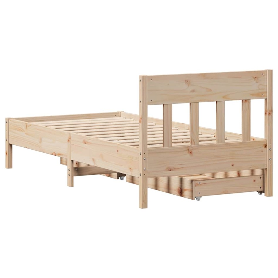 Estructura de cama sin colchón madera maciza pino 75x190