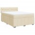 Cama box spring con colchón tela color crema 140x200