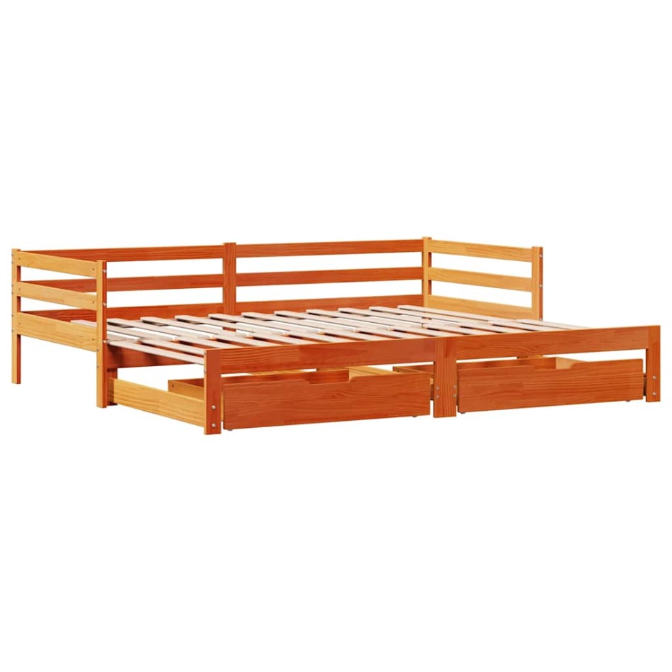 Sofá cama nido con cajones madera maciza de pino 90x190