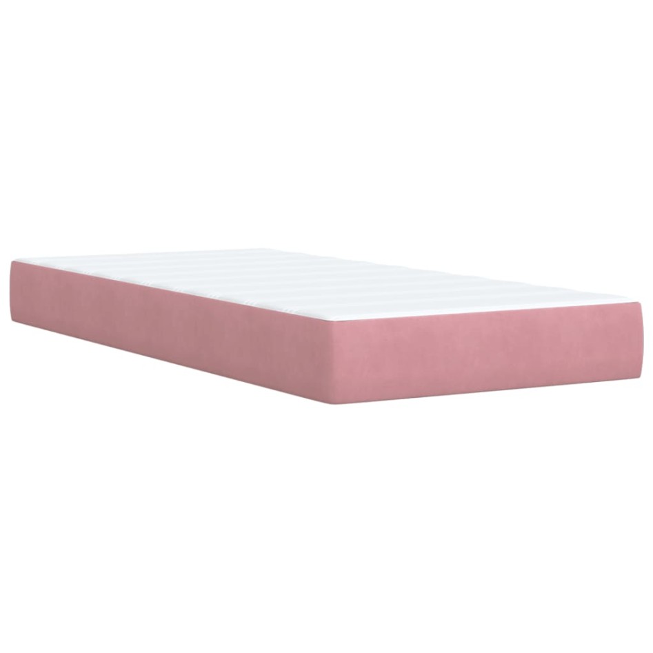 Cama box spring con colchón terciopelo rosa 90x190