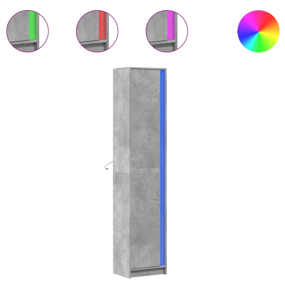 Aparador con LED madera ingeniería gris 41,5x32,5x200