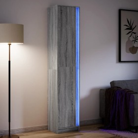 Aparador con LED madera ingeniería gris Sonoma 41,5x32,5x200