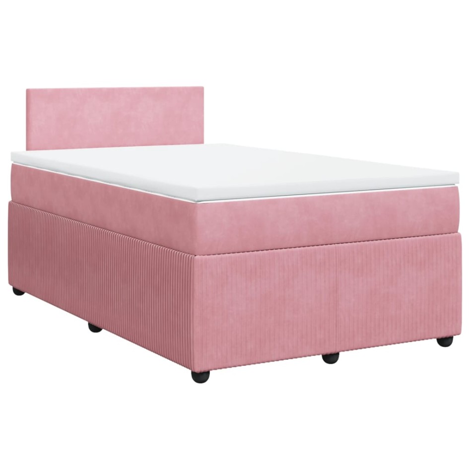 Cama box spring con colchón terciopelo rosa 120x190